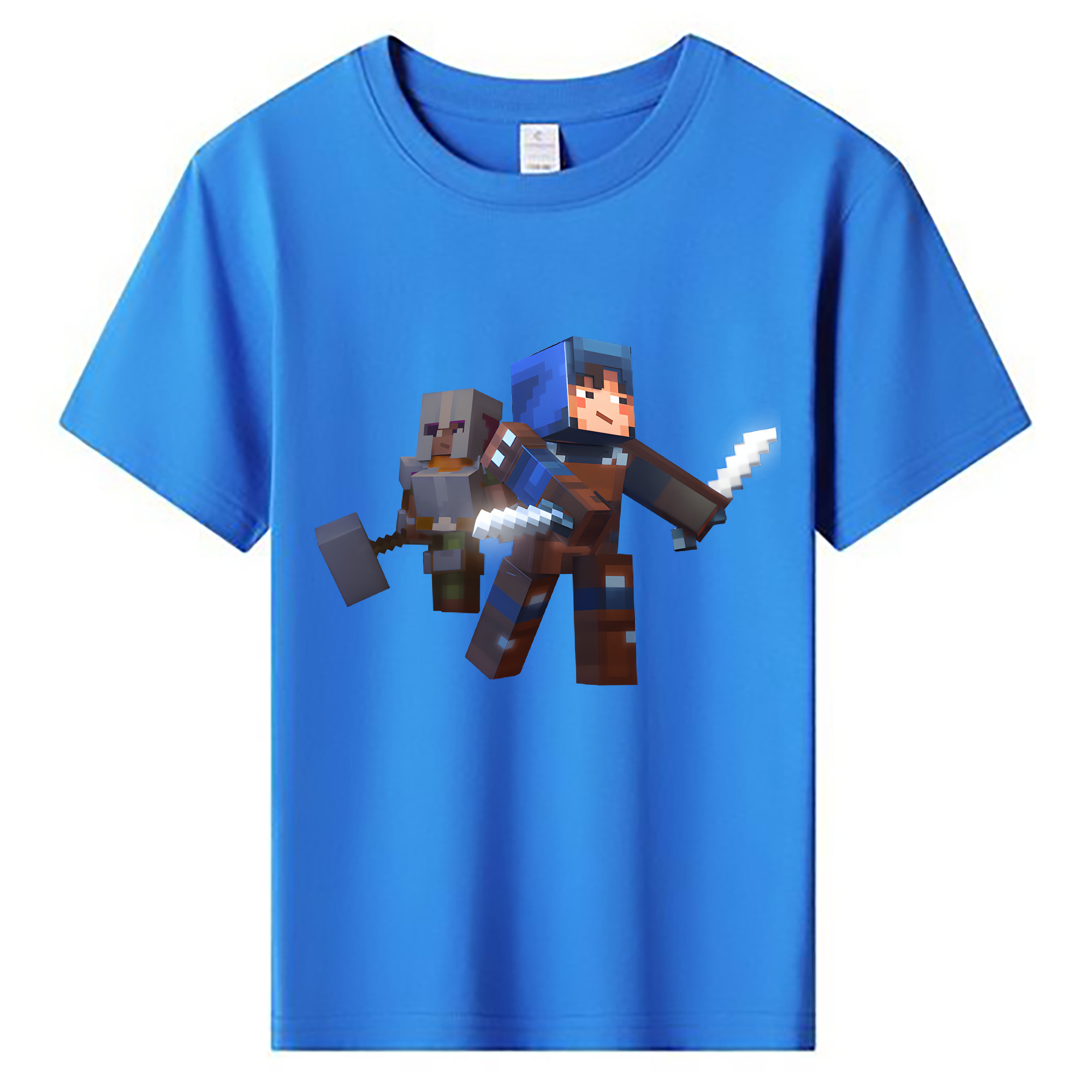 （画像用） マインクラフト ブロックの世界 Minecraft MC Block world 綿100％キッズTシャツ（フロントプリント）